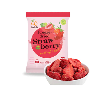 [15 June ลดเหลือ 9 .-] Wel-B Freeze-dried Strawberry 14g (สตรอเบอรี่กรอบ 14g. ตราเวลบี) 1 ซอง 33 บาท - ขนม