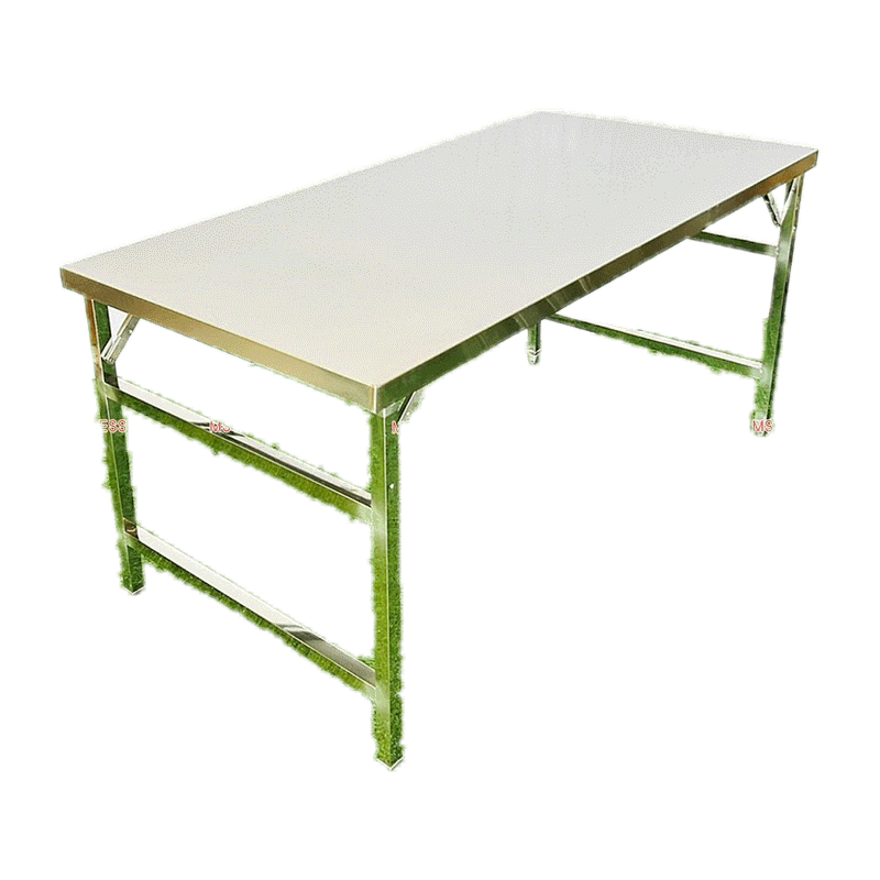 โต๊ะพับสแตนเลส 1.50 m.ขาหมุนปรับระดับได้ 75x150x75 cm.ขาสแตนเลสท่อเหลี่ยม พับขาสวิง
