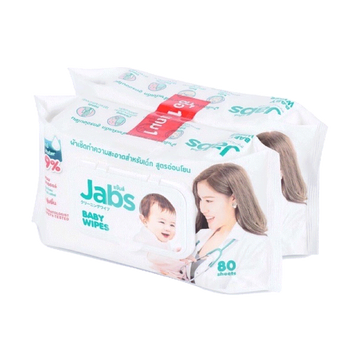 🚩1แถม1 Jabs baby wipes ทิชชู่เปียก ทำความสะอาด ปราศจากแอลกอฮอลล์ ทิชชู่เช็ดก้นเด็ก ทิชชู่เช็ดเครื่องสำอาง ชิ้นละ 80 แผ่น