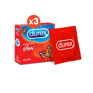 [กดรับของแถมในตระกร้าสินค้า] Durex ดูเร็กซ์ เลิฟ ถุงยางอนามัยแบบมาตรฐาน ผิวเรียบถุงยางขนาด 52.5 มม. 3 ชิ้น x 3 กล่อง (9 ชิ้น) Durex
