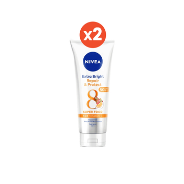 [ส่งฟรี+โค้ดลดเพิ่ม10%] นีเวีย เอ็กซ์ตร้า ไบรท์ รีแพร์ แอนด์ โพรเทค เอสพีเอฟ50 พีเอ+++ บอดี้ เซรั่ม 320มล. 2 ชิ้น NIVEA