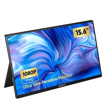 โปรโมชั่น : Arzopa Portable Monitor15.6 FHD 1080P Portable Laptop Monitor IPS Panel Computer External Screen USB C HDMI Monitor wSmart Cover Model  AR1561080-1