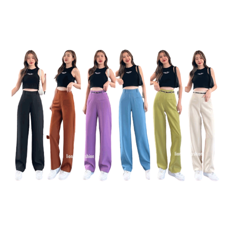 โปรโมชั่น : กางเกงเอวสูง ขากระบอกกลาง ซิปหลัง เก็บทรงสวย รุ่นกระเป๋าเจาะ มีหูเข็มขัด สีสันสดใส เป็นผ้าโค้ชตัวใหม่😊ใส่แล้วดูแพง