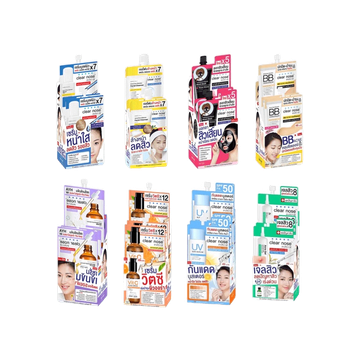 โปรโมชั่น : ยกกล่อง x6ซอง เคลียร์โนส Clear nose Acne Care Solution Serum  BB Concealer  Black Mask Rose Water  Facial Cleanser