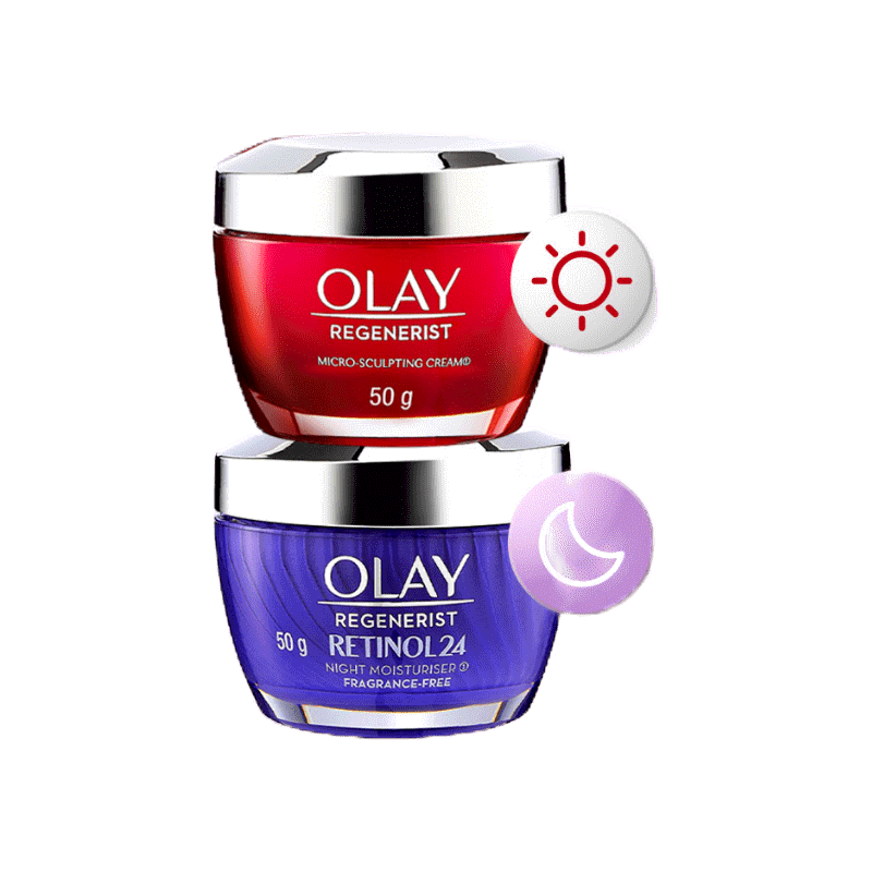 [คู่] OLAY Regenerist Micro Sculpting Day + Retinol24 Moisturizer เซรั่ม ไนท์ครีม