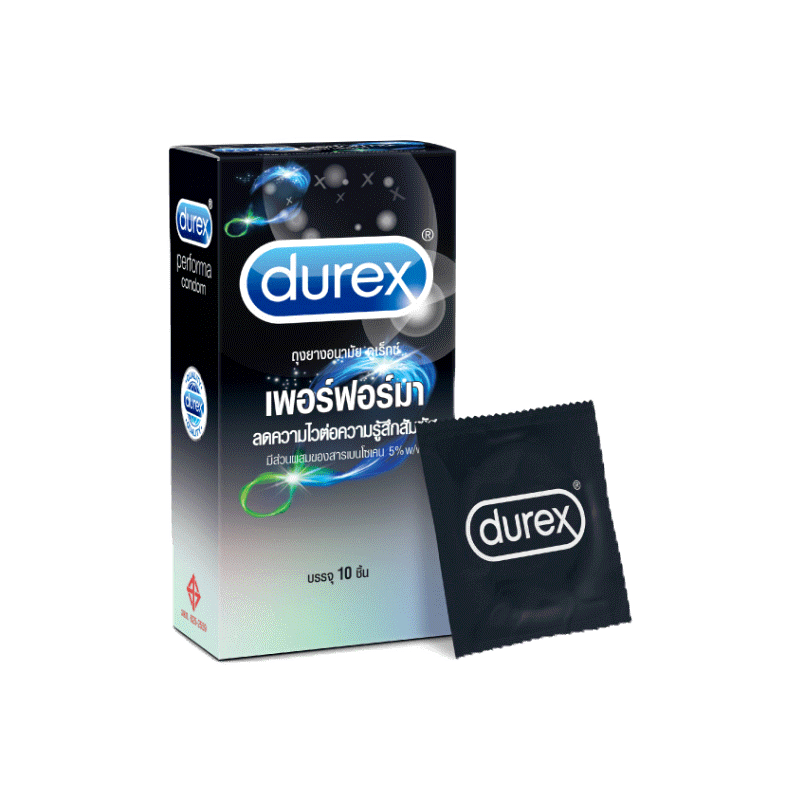 ดูเร็กซ์ ถุงยางอนามัย เพอร์ฟอร์มา 1 กล่อง 10 ชิ้น Durex Performa Condom 10