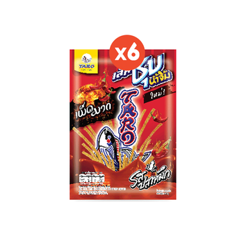 โปรโมชั่น : TARO เส้นชุบน้ำจิ้ม รสปลาหมึก เผ็ดมาก 22 กรัม แพ็ค 6