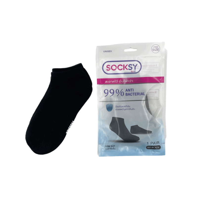 โปรโมชั่น : Socksy ถุงเท้าแอนตี้แบคทีเรีย สีดำล้วน บอกลาเท้าเหม็น TOMTAM