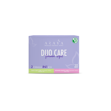 (W1) ARAYA DUO CARE Feminine Wipes เวชสำอางทิชชูเปียกสำหรับจุดซ่อนเร้น 2สูตรใน 1 กล่อง / 20ชิ้น