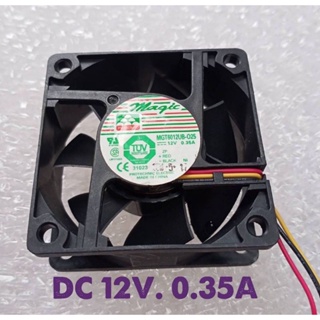 พัดลม (FAN) 12V DC ขนาด 60x60x25mm. 12V 0.35A  เกรดA อย่างดีพร้อมส่ง แบบลูกปืน3สาย  TA225DC