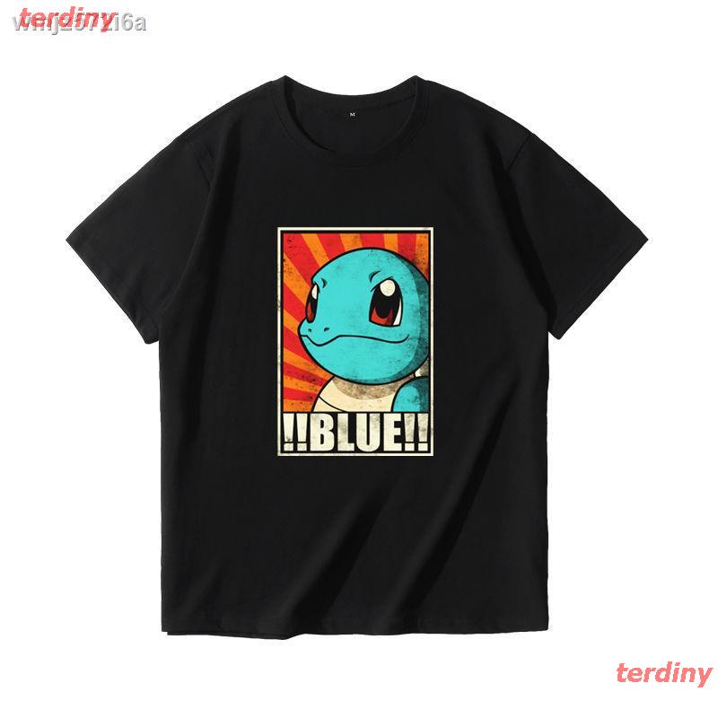 เสื้อยืดคอกลมterdiny-โปเกมอนเสื้อยืดผู้ชาย-เสื้อยืดอนิเมะpokemon-pok-mon-jenny-turtle-fire-dragon-pikachu-เสื้อยื-น่ารัก