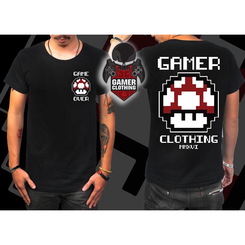 เสื้อยืดสกรีนลายมาริโอ้-เห็ดมาริโอ้-i-am-gamer-เกมส์เก่า-mario-มีไซส์ใหญ่-cotton100-สินค้ามาใหม่ใส่สบายๆ