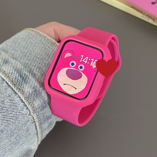 สายนาฬิกาข้อมือ ยางซิลิโคน พร้อมเคสกระจก สําหรับ Smart Watch Serise 8 7 6 5 4 3 2 SE