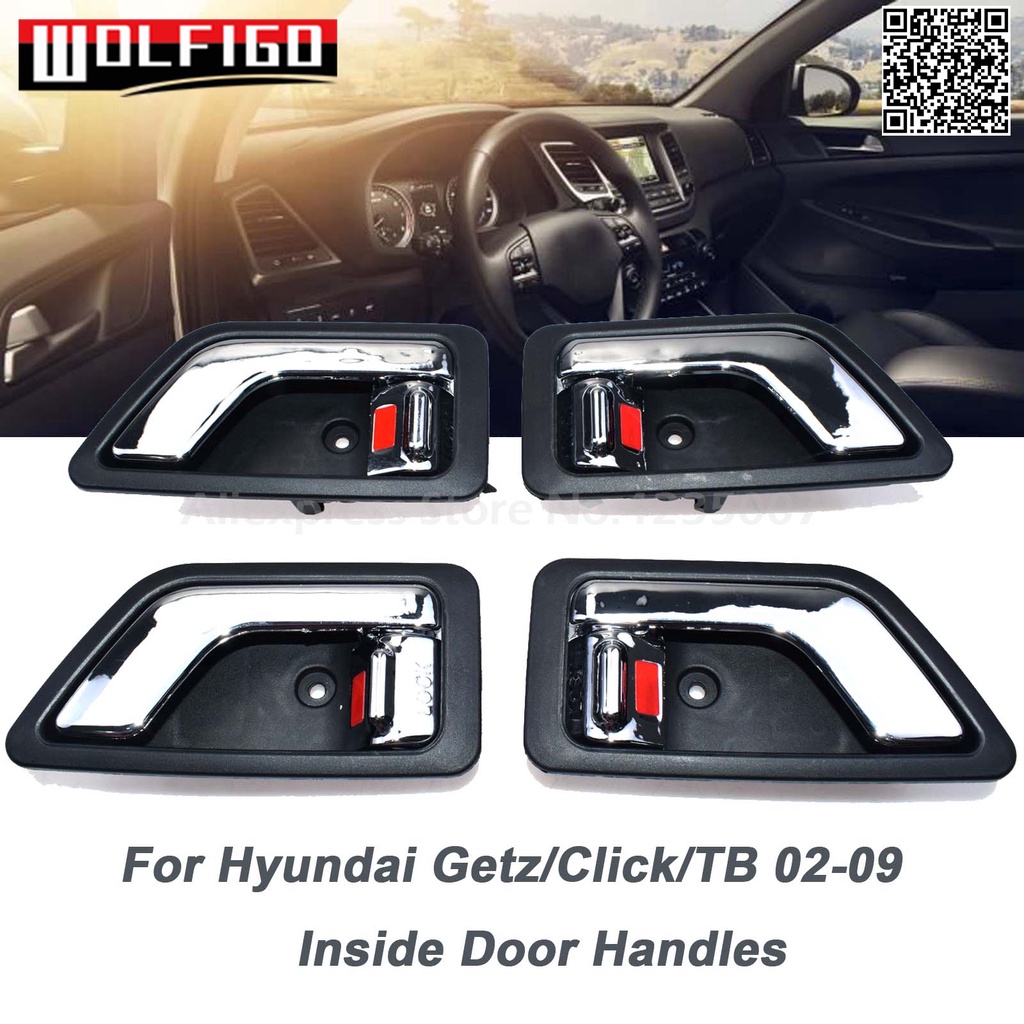Pair Of Black Interior Door Handles – Fits 1996-2000 Hyundai Elantra, Front/Rear Left/Right – AM Autoparts