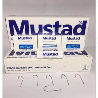 เบ็ด ตรากุญแจ Mustad 20008 เบ็ดหน้าบิดก้านตรงก้นห่วง เบอร์ 1/0-5/0 กล่อง/100ตัว