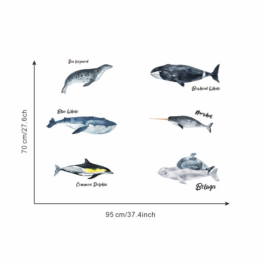 zooyoo-สติ๊กเกอร์ติดผนัง-ปลาวาฬปลาโลมาห้องน้ำสติกเกอร์ติดผนังกันน้ำ