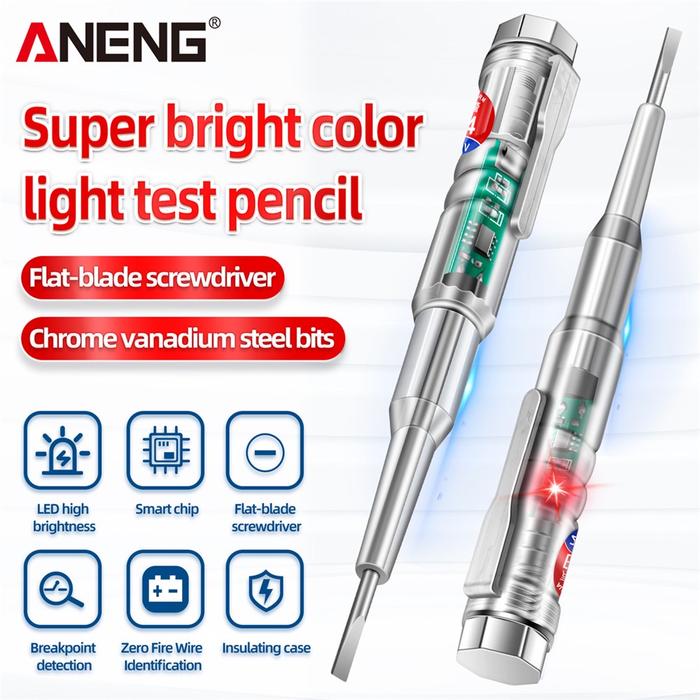 aneng-b14-เครื่องทดสอบไฟฟ้า-24-250v-พร้อมไฟแสดงสถานะ-เสียง-และไฟเตือน-ปากกาทดสอบ