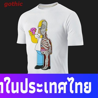 gothic ซิมป์สันเสื้อยืดผู้ชายและผู้หญิง เสื้อยืดแขนสั้นพิมพ์ลายการ์ตูน Simpson Family The Simpsons สําหรับครอบครัว Simps