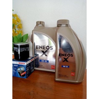 น้ำมันเครื่องENEOS 0W20 พร้อมกรองน้ำมันเครื่องBOSCHใช้สำหรับNissan march Almera