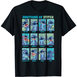 gothic เสื้อยืดผู้ชายและผู้หญิง Disney Lilo &amp; Stitch Emotions Of Stitch Panels T-Shirt Mens Womens T-shirts