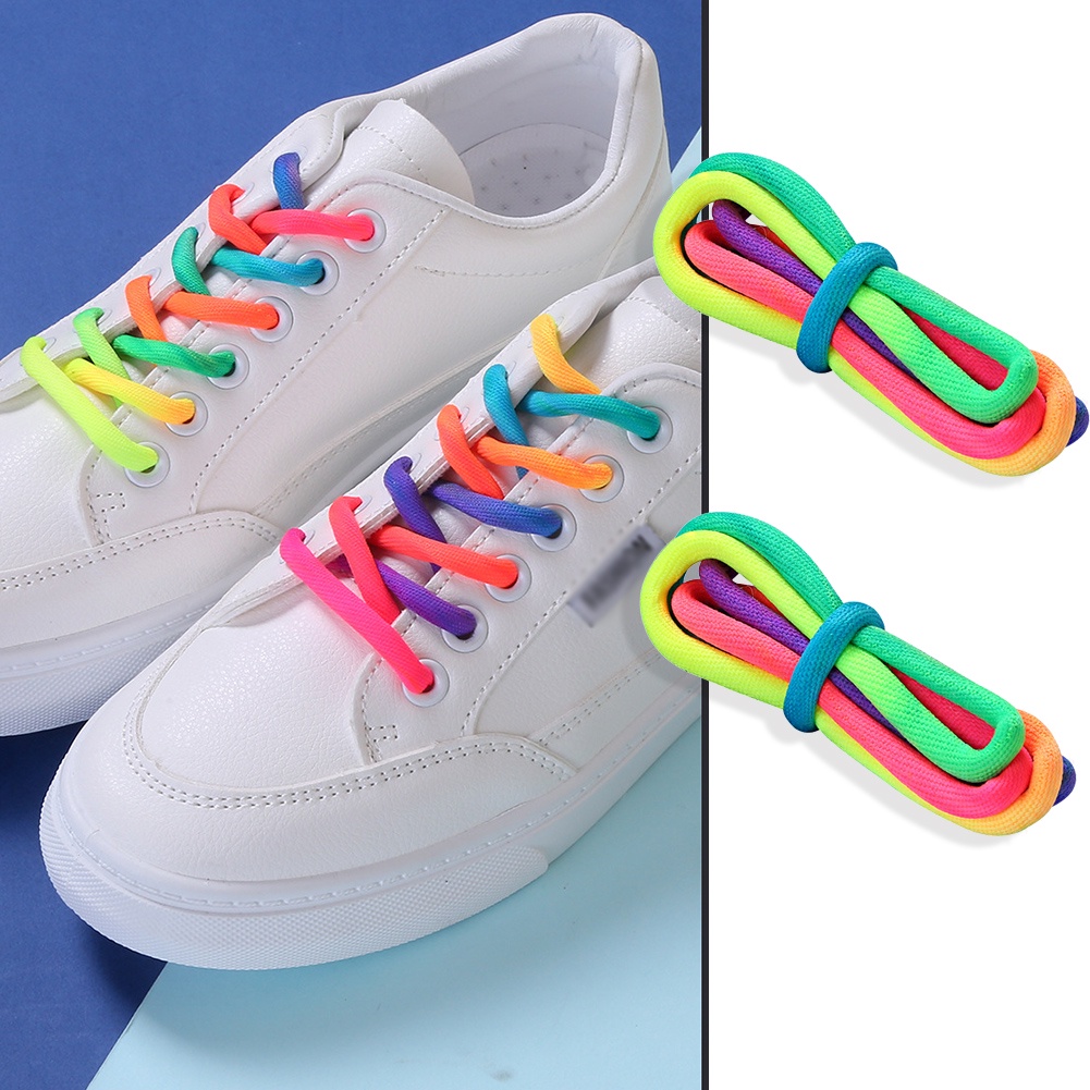 ภาพหน้าปกสินค้าเชือกผูกรองเท้าผ้าใบ ทรงกลม สีรุ้ง สีสันสดใส แฟชั่นสําหรับรองเท้าทุกรุ่น 1 คู่ จากร้าน qimao505.th บน Shopee