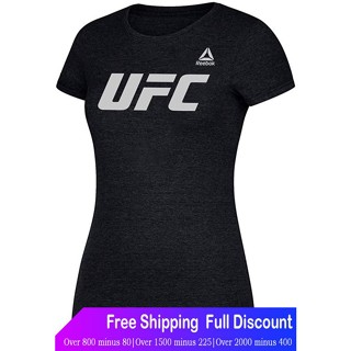 เสื้อยืดลำลอง Reebok UFC Womens Black UFC 205 Logo Cap Sleeve T-Shirt CB1475 Reebok Round neck T-shirt