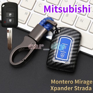 เคสกุญแจรีโมทรถยนต์ คาร์บอนไฟเบอร์ 2 ปุ่ม สําหรับ Mitsubishi Montero Mirage Xpander Strada GLX Triton Attrage Lancer