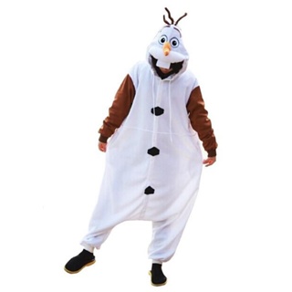 ชุดนอนจั๊มสูท ชุดคอสเพลย์ การ์ตูนอนิเมะ Olaf snowman สีขาว สําหรับผู้ใหญ่