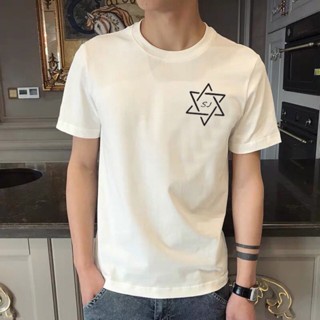 Tee เสื้อสีขาว เสื้อยืดแฟชั่น KL เกาหลีสําหรับผู้ชายเสื้อยืดคอกลมสําหรับผู้ชายผู้หญิงผ้าฝ้ายที ?:S