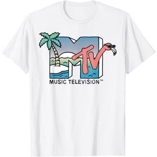 KL MTV Beach Island ฟลามิงโก โลโก้ วินเทจ เสื้อยืดกราฟิกเสื้อยืดสําหรับผู้ชายเสื้อยืดผ้าฝ้ายผู้ q]o