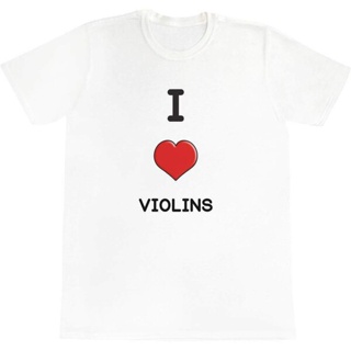 Tee เสื้อยืดวินเทจ - ผู้ชายเสื้อยืดโอเวอร์ไซส์ I Love Violins s / Wo s เสื้อยืดผ้าฝ้าย (TA001803)