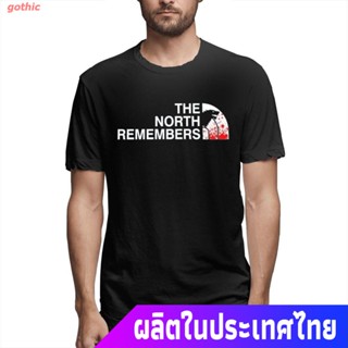 gothic เสื้อยืดแขนสั้น เสื้อยืดพิมพ์ลาย Game Of Thrones The North Remembers Arya Stark Got แฟชั่นผู้ชาย Short sleeve T-s