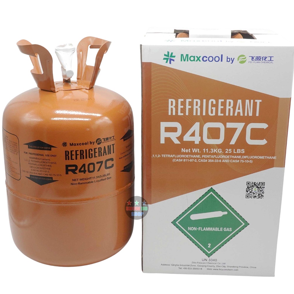 น้ำยาแอร์ MAXCOOL R407C สารทำความเย็น R407C บรรจุเนื้อน้ำยา 11.3 KG ...