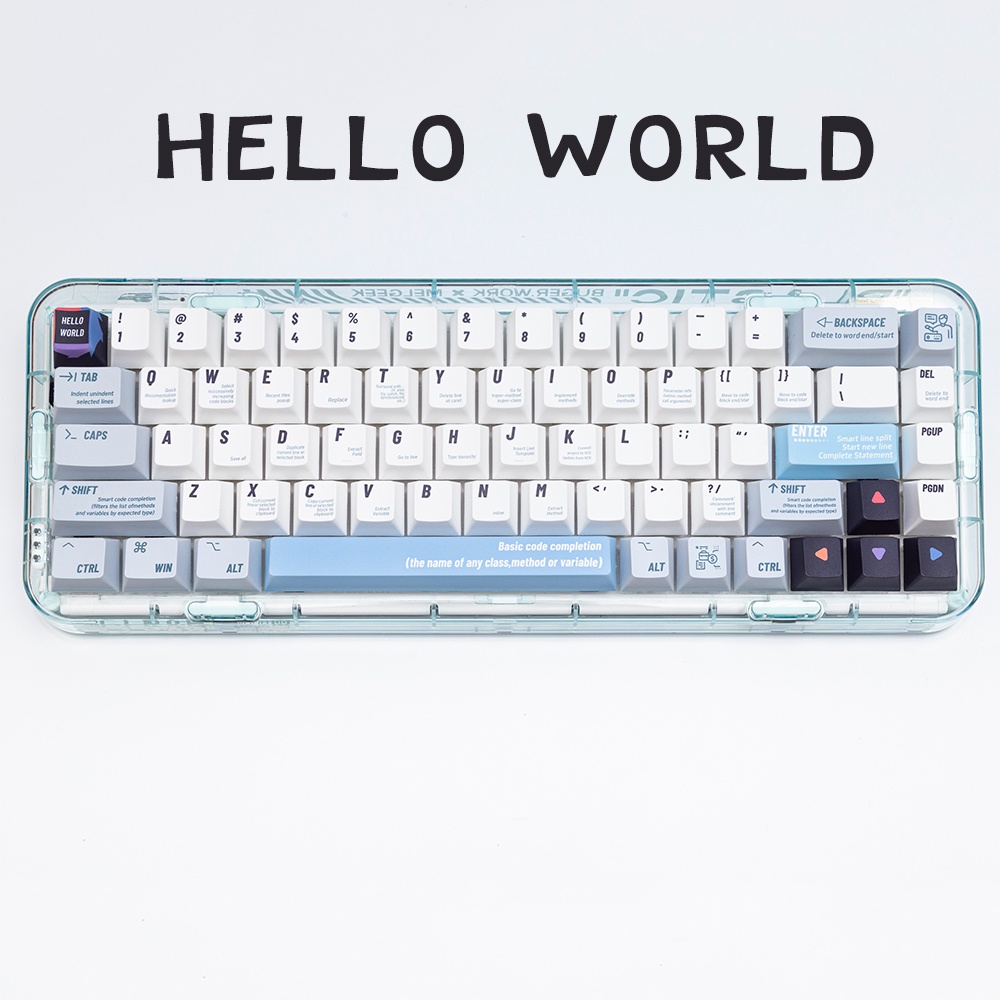 ภาพหน้าปกสินค้าHELLO WORLD keycaps cherry profile Dye-Sublimation  PBT keycap 143keys