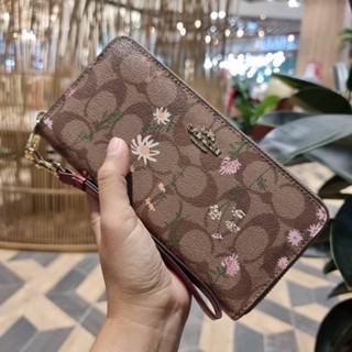 COACH C8736 LONG ZIP AROUND WALLET IN SIGNATURE CANVAS