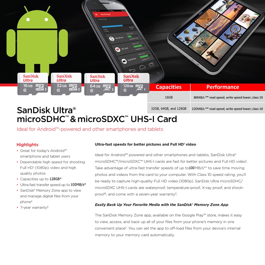 ภาพสินค้าSandisk Micro SD Card SDHC Ultra Class10 32GB อ่าน100MB/S (SDSQUNR-032G-GN3MN) เมมโมรี่ แซนดิส โทรศัพท์ แท็ปเล็ต Android TF card จากร้าน sjcam_officialstore บน Shopee ภาพที่ 2