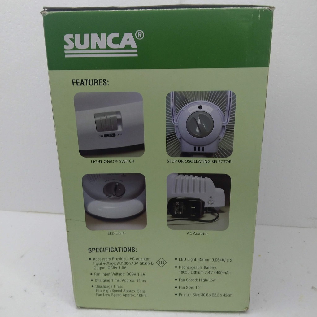 new-sunca-พัดลมชาร์จไฟพร้อมไฟฉาย-3-in-1-อเนกประสงค์-แบบพกพา-รุ่น-sf-296da