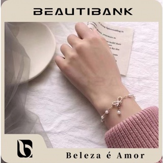 Beautibank ออกแบบเฉพาะดาวและดวงจันทร์เพทายสร้อยข้อมือมุกสร้อยข้อมือเรียบง่ายแฟน