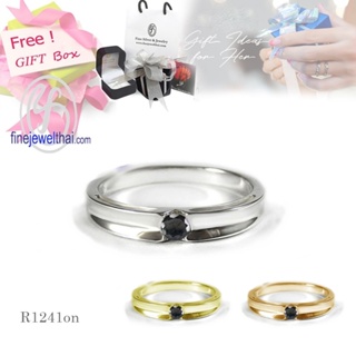 Finejewelthai-แหวนนิลแท้-นิลแท้-แหวนเงินแท้-แหวนพลอย-Black-Spinel-Silver-Ring-R1241on (เลือกสีตัวเรือนได้)