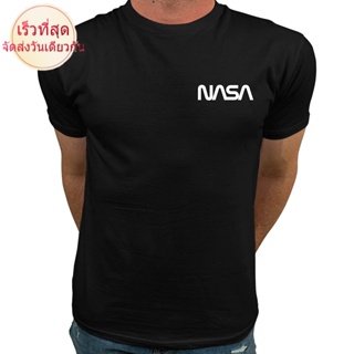 100%cotton เสื้อยืดผู้ชายแฟชั่น Market Trendz Official Logo NASA I Smaller Upper Left Chest Logo NASA T Shirts For Men m