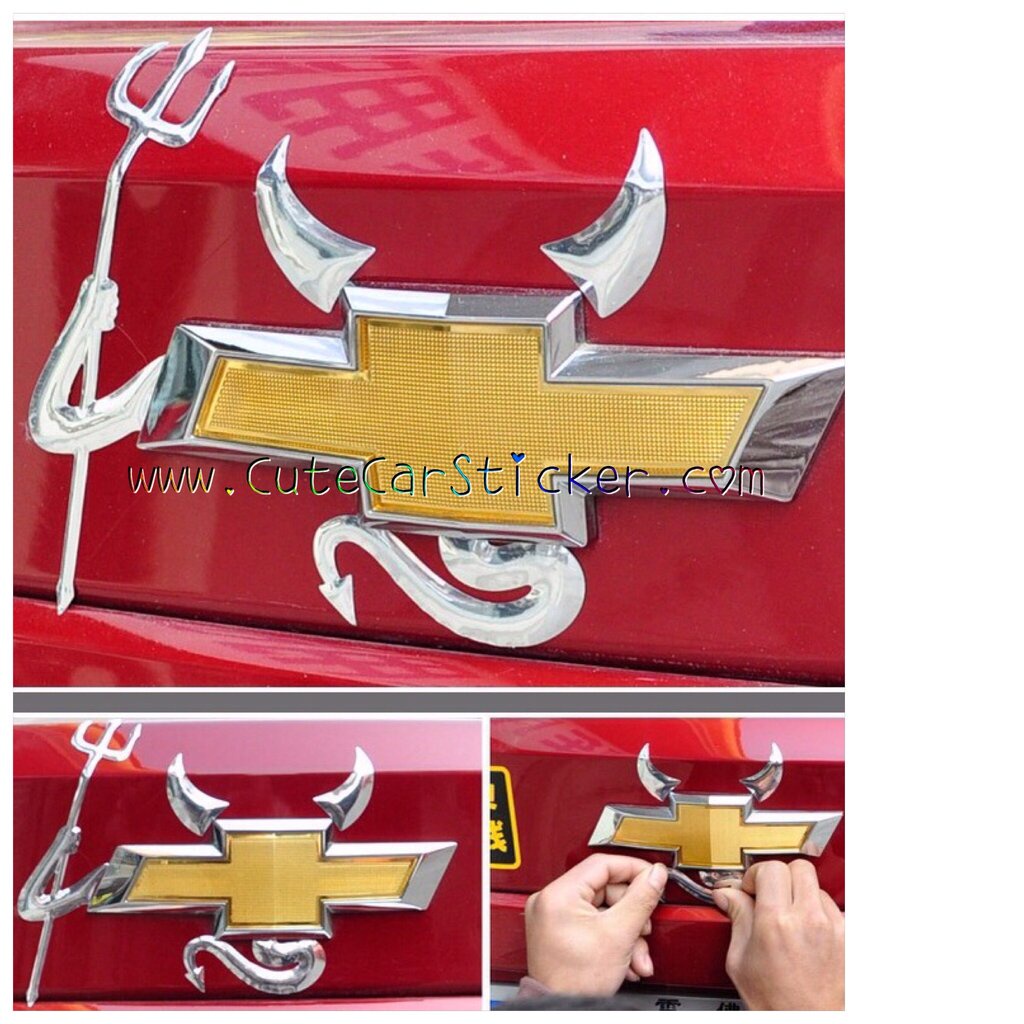 สติ๊กเกอร์-3d-ติดโลโก้รถยนต์-เดวิล-devil-สีเงิน-car-decal-sticker