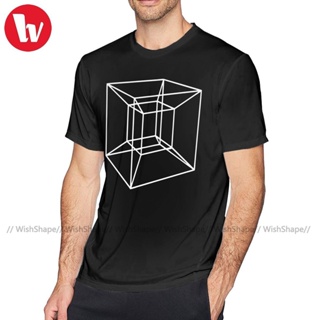 เสื้อยืดชาย - เสื้อยืดผ้าฝ้าย Tesseract Tesseract แขนสั้น 100 เปอร์เซ็นต์ชุดสตรีทแวร์ตลกกราฟิกเสื้อ