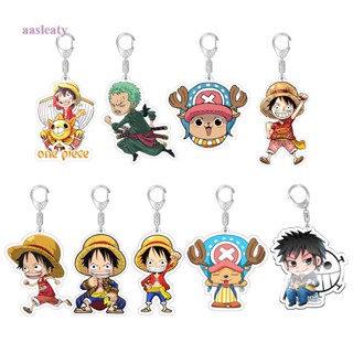 Aasleaty พวงกุญแจ จี้อะคริลิค สังกะสีอัลลอย ลายอนิเมะ One Piece สไตล์คลาสสิก สําหรับคู่รัก