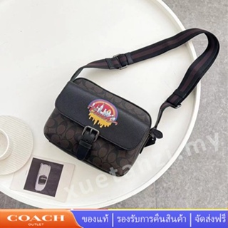 COACH C6636 กระเป๋าสะพายข้างผู้ชายกระเป๋าสะพายข้างแนวทแยงลำลองอเนกประสงค์ซิปกระเป๋า ผู้สื่อสาร กระเป๋ากล้อง 6636