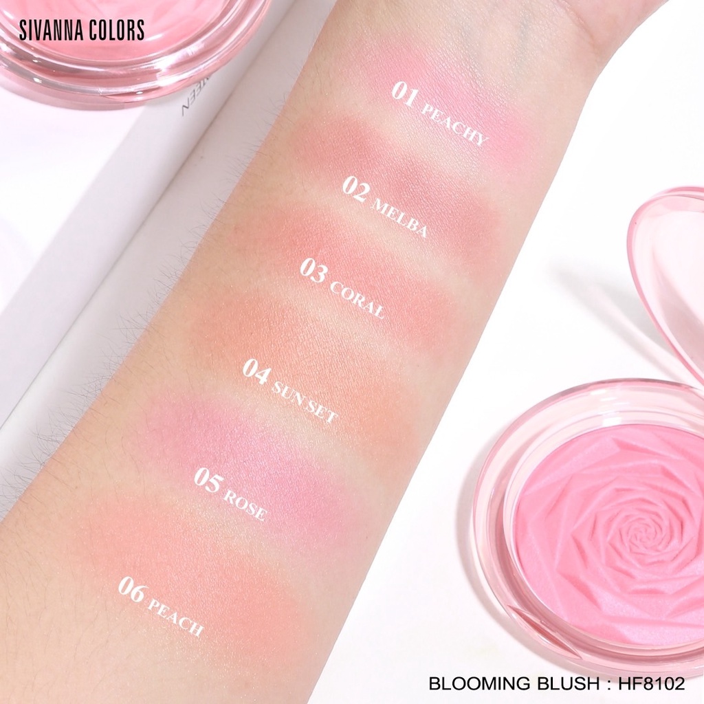sivanna-colors-blooming-blush-ซีเวนน่า-คัลเลอร์ส-บลูมมิ้ง-บลัช-ปัดแก้ม-เนื้อเบค-หน้าเงา-hf8102