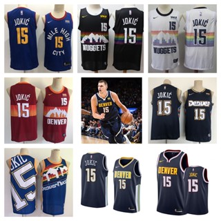 Denver Nuggets #15 Nikola Jokic Basketball Jersey Short-sleeved T-shirt Men เสื้อบาส เสื้อกีฬาแขนกุดผู้ชาย