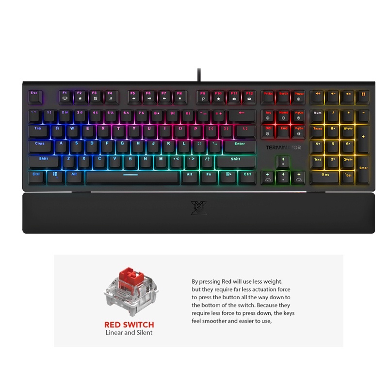 KEYBOARD คีย์บอร์ด NUBWO X30 TERMINATOR MECHANICAL (BLUE / RED) มี 2 สี ...