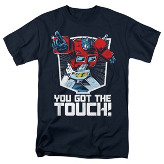 เสื้อยืดสีขาวผู้ชาย Transformers You Got The Touch Navy เสื้อเชิ้ตแขนสั้นผ้าฝ้ายคุณภาพสูงอินเทรนด์