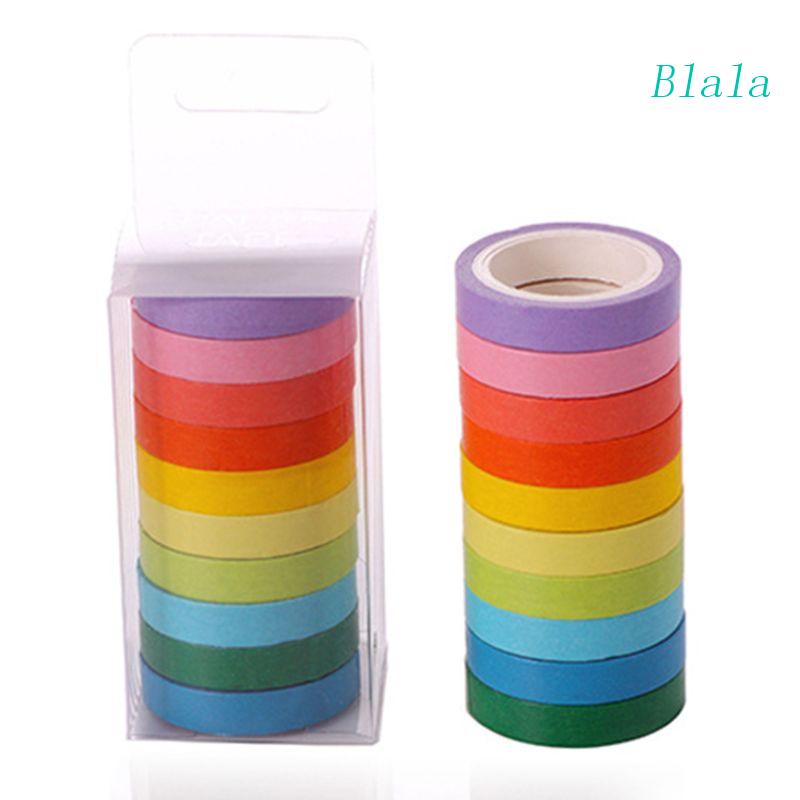 blala-เทปวาชิ-สีมาการอง-สําหรับตกแต่งสมุดภาพ-10-ชิ้น-ต่อล็อต