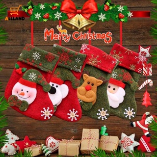 ถุงเท้าคริสต์มาส ลายการ์ตูนซานตาคลอส สโนว์แมน สไตล์เรโทร สําหรับตกแต่งบ้าน งานเลี้ยงวันเกิด